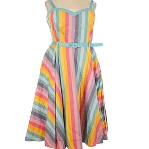Collectif Nova Rainbow Stripe Dress NWT Size US18